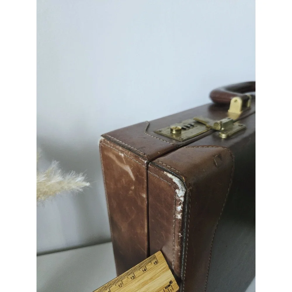 🗼RARE Vintage LANCEL Paris Hard Leather Portfolio Document Briefcase France